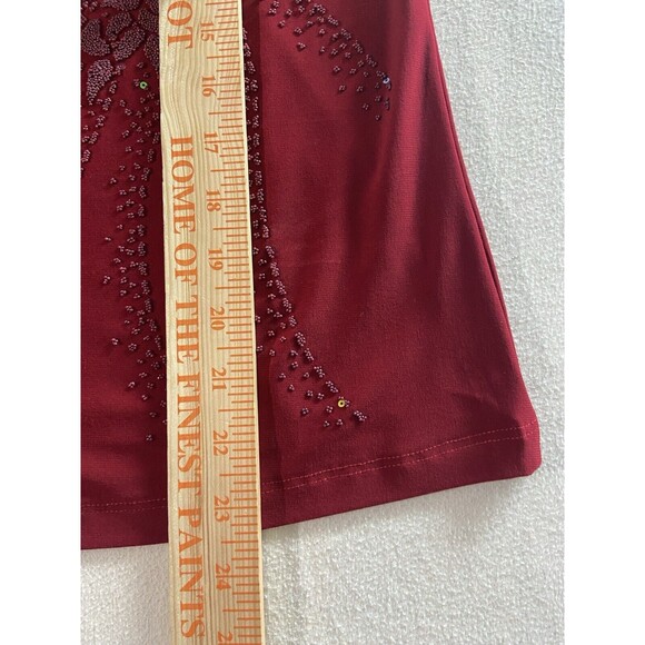 Bleecker and McDougal Top Womens Large Read Beaded Holiday Sleeveless Shell USA - Picture 8 of 9